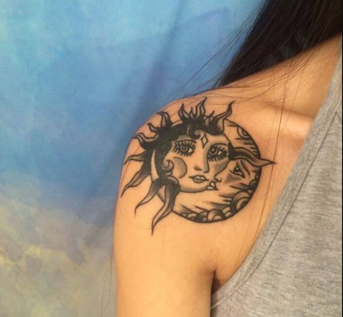 Girly Sun And Moon Tattoos