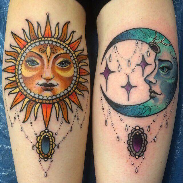 Gothic Sun And Moon Tattoo
