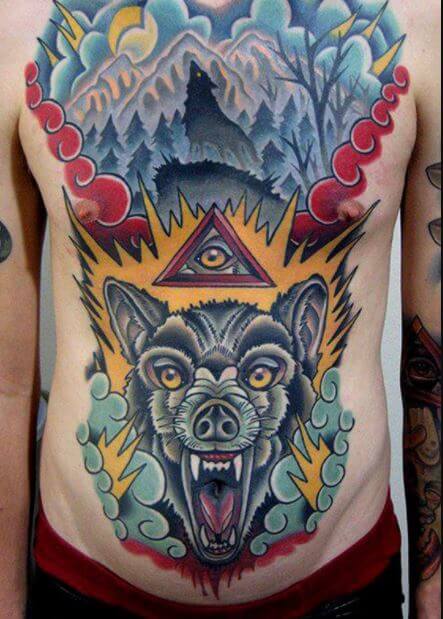 Growling Wolf Tattoo