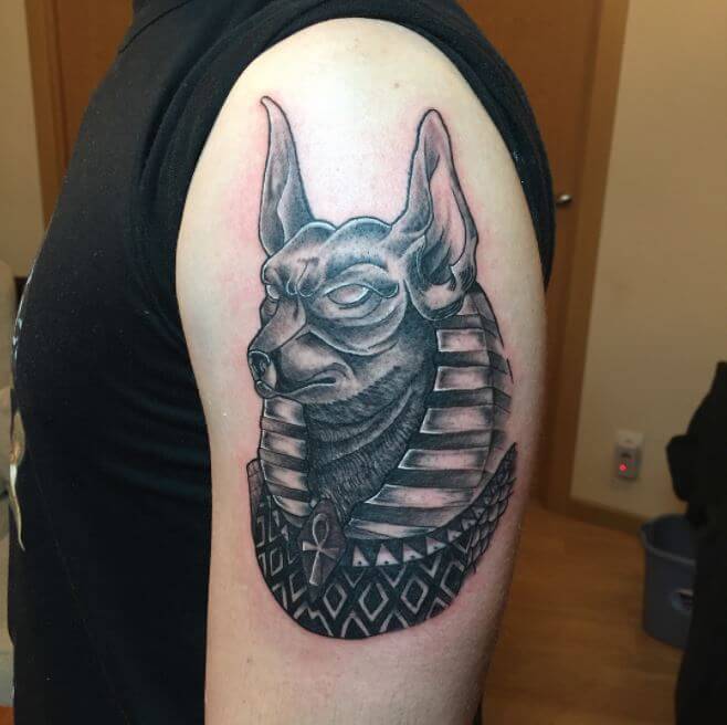 Half Sleeve Anubis Tattoo