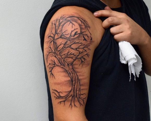 Half Sleeve Tree Tattoos