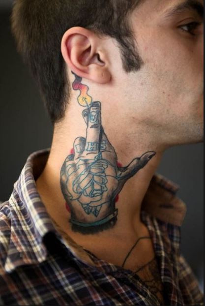Hand Tattoo Design For Men On Neck