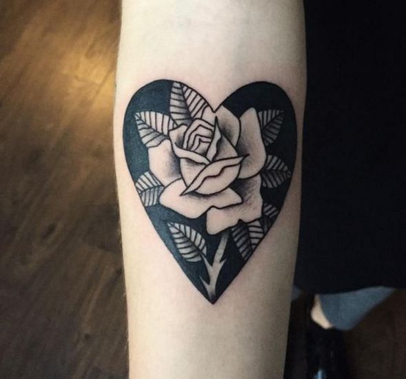 real heart and rose tattoo designs