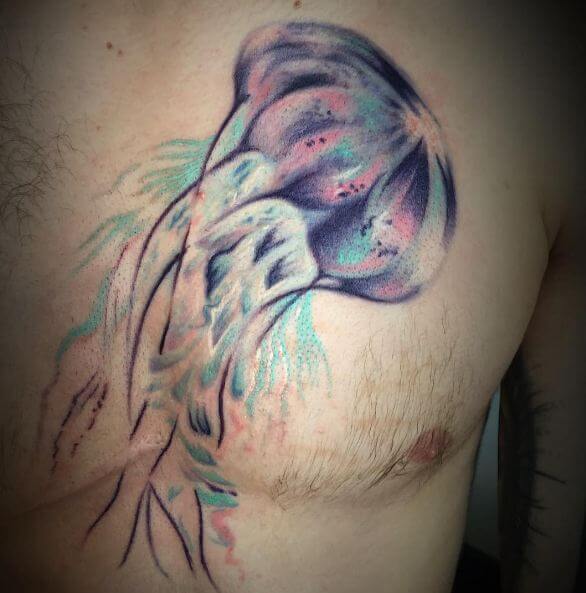 Jellyfish Tattoos On Chest