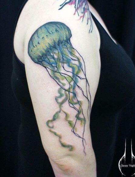 Jellyfish Tattoos On Half Sleeve