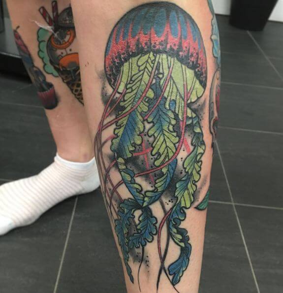 Jellyfish Tattoos On Leg