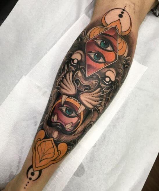 Lion Leg Tattoo