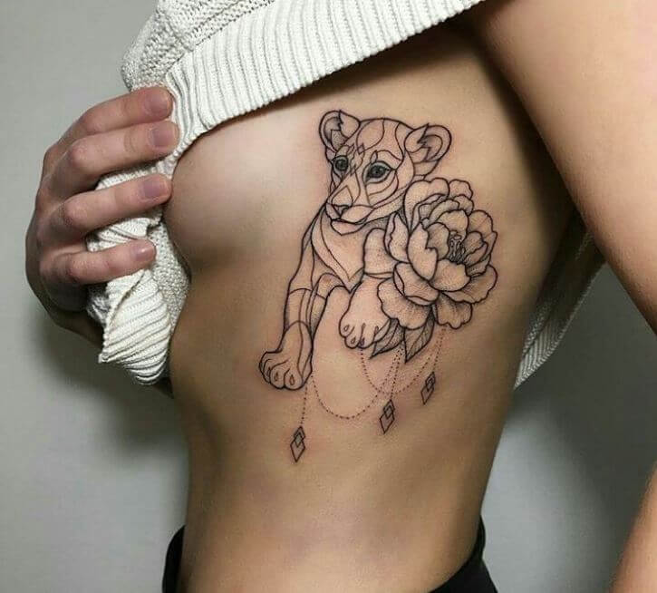Lion Rib Tattoo