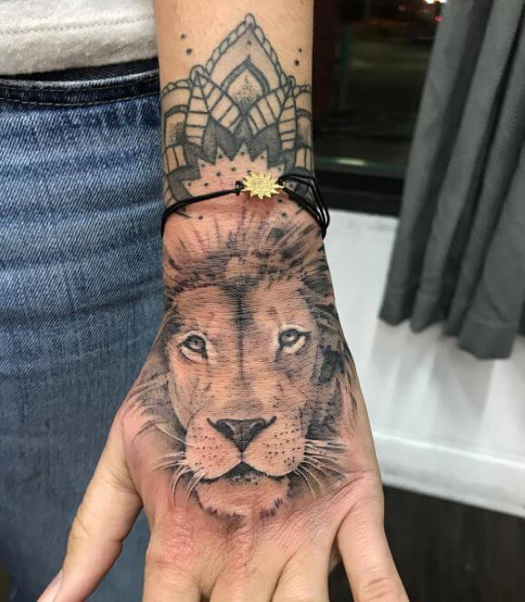 Lion Tattoo On Hand