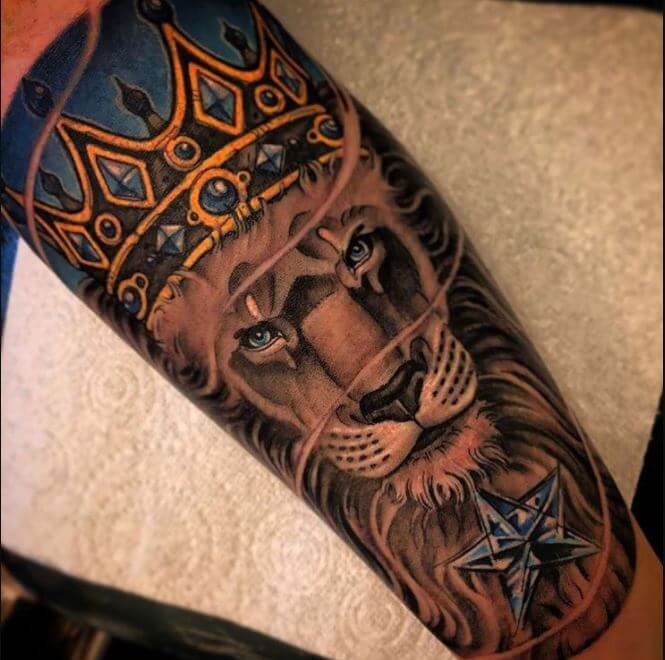 Lion Tattoo With Crown