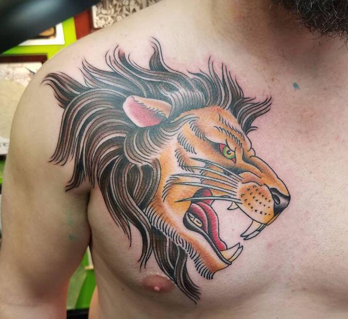 Lion Tattoos On Chest