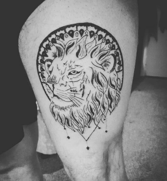 Lion Tattoos On Thigh