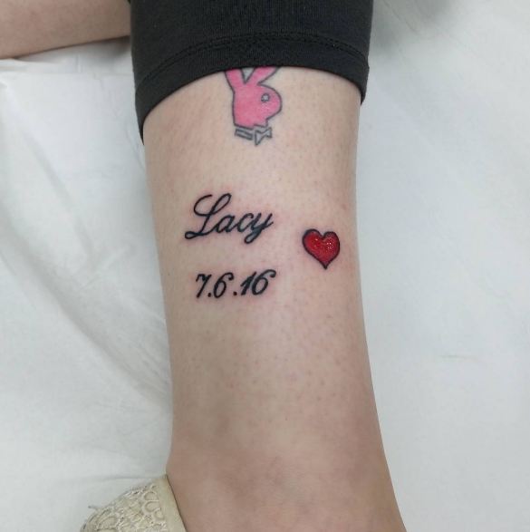 Little Date Tattoos On Leg