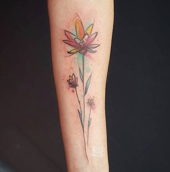 Little Watercolor Flower Tattoos