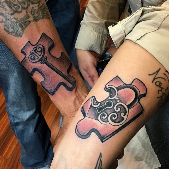 Lock And Key Couple Tattoos