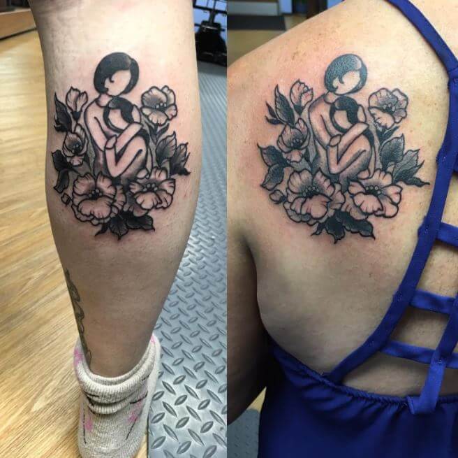 Matching Mother And Daughter Tattoos