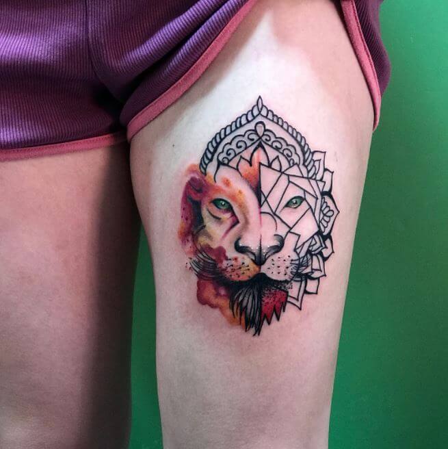 Minimalist Lion Tattoo