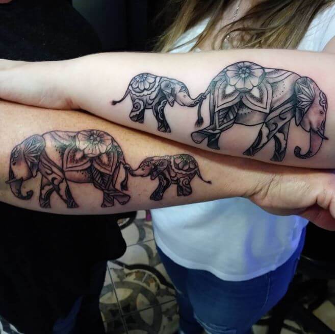 Mother Daughter Elephant Tattoo
