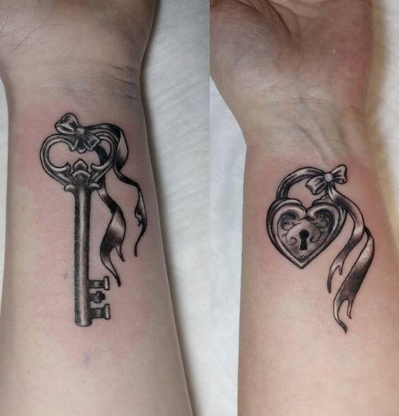 Mother-Daughter Lock Key Tattoos