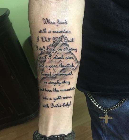 Mountain With Quotes Memorial Tattoos