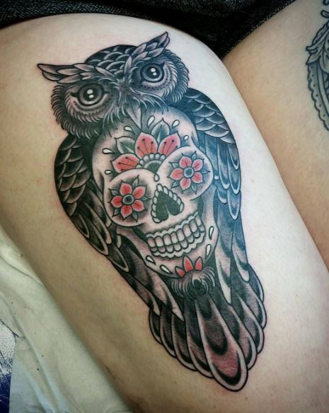 Owl And Skull Tattoos