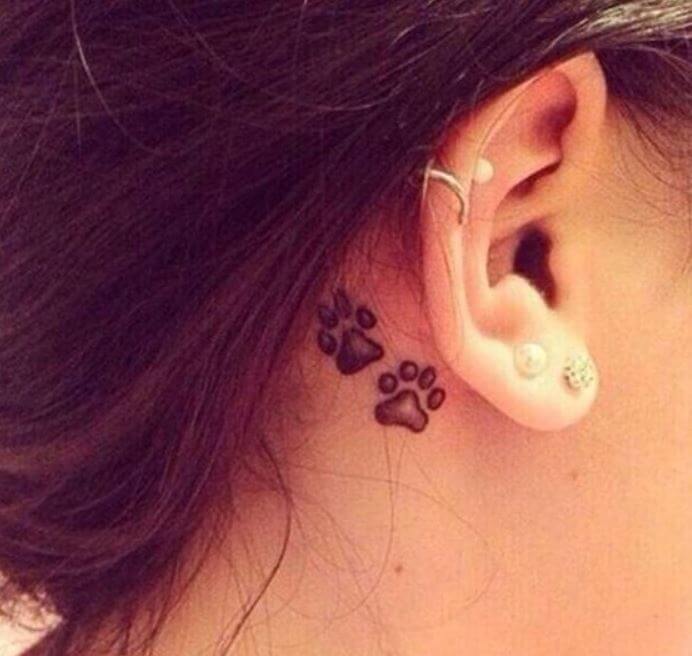 Paw Print Tattoo Behind Ear