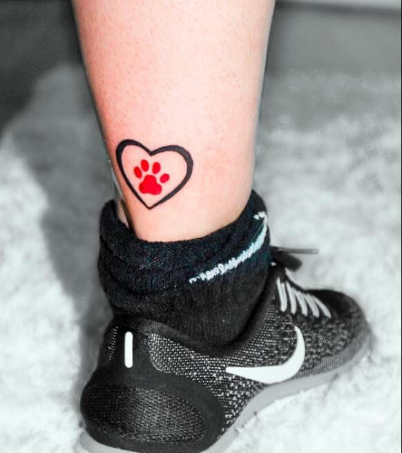 Paw Print Tattoo With Heart