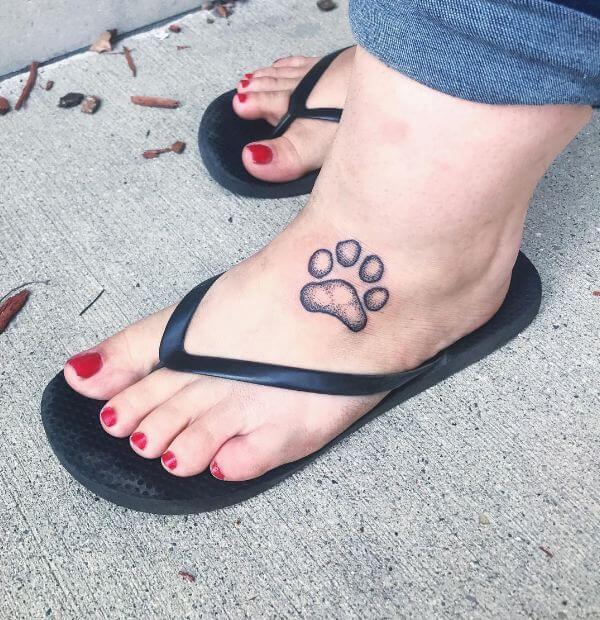 Paw Print Tattoos On Foot
