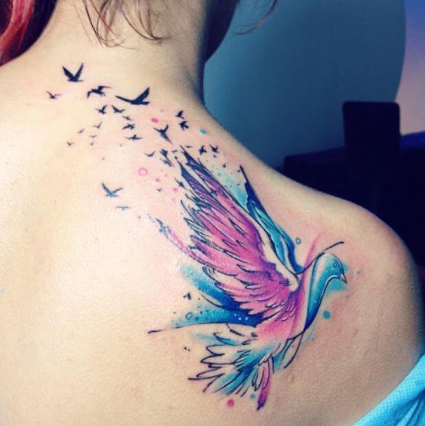 Pigeon Watercolor Tattoos