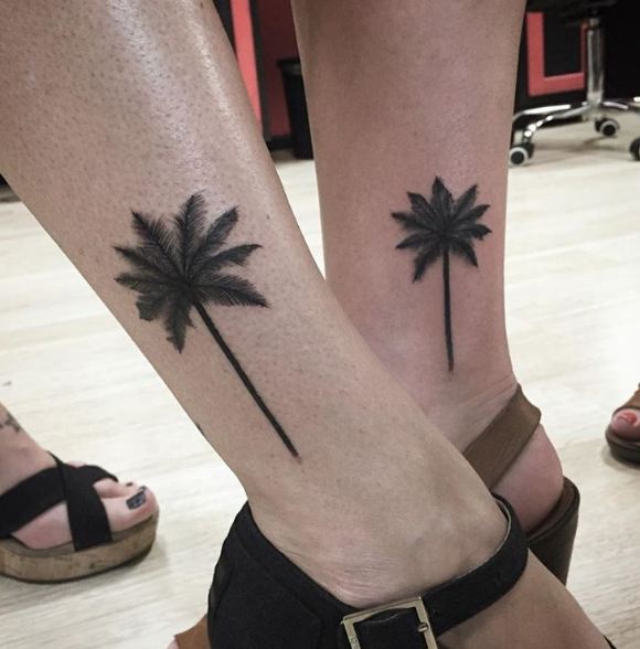 Plam Trees Leg Tattoos