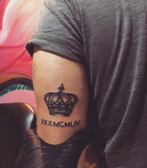 Roman Numerals Date Tattoos On Elbow