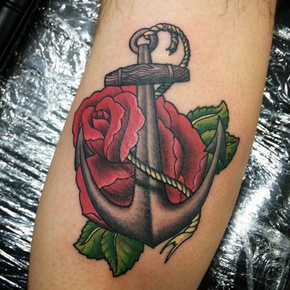 Rose And Anchor Tattoos