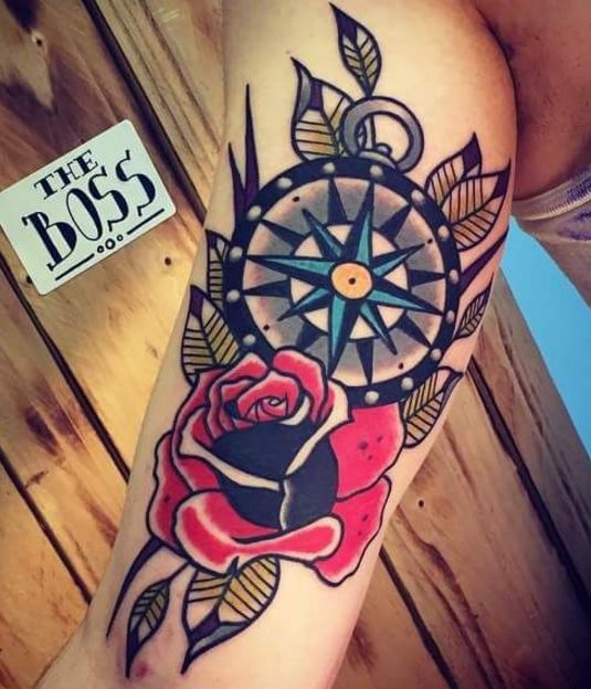 Rose Compass Tattoos