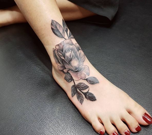 Rose Tattoos On Foot