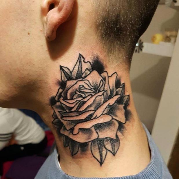 Rose Tattoos On Neck