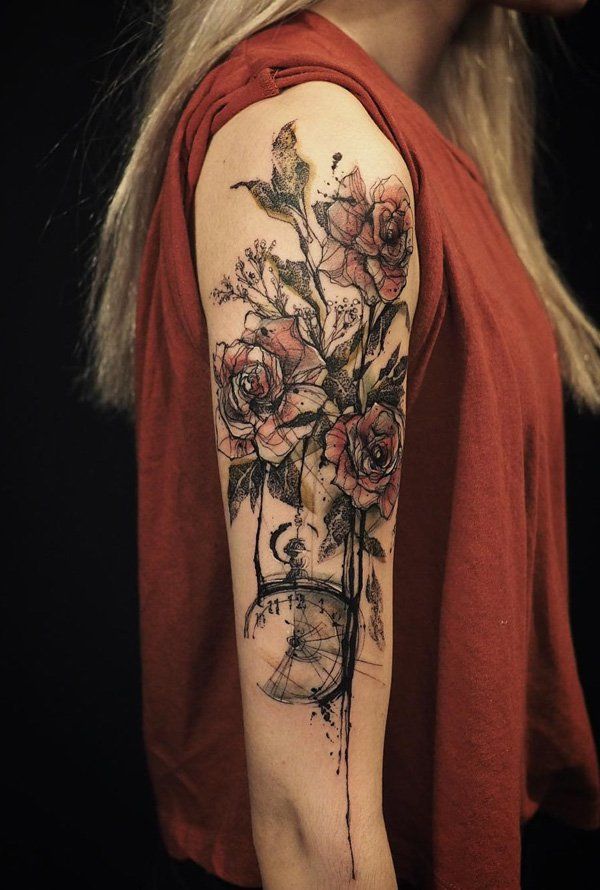 Roses With Pearls Tattoo (1)