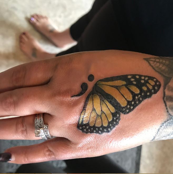 Semicolon Butterfly Tattoos
