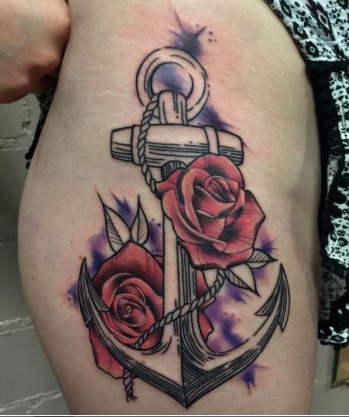 Sketch Style Anchor Tattoos