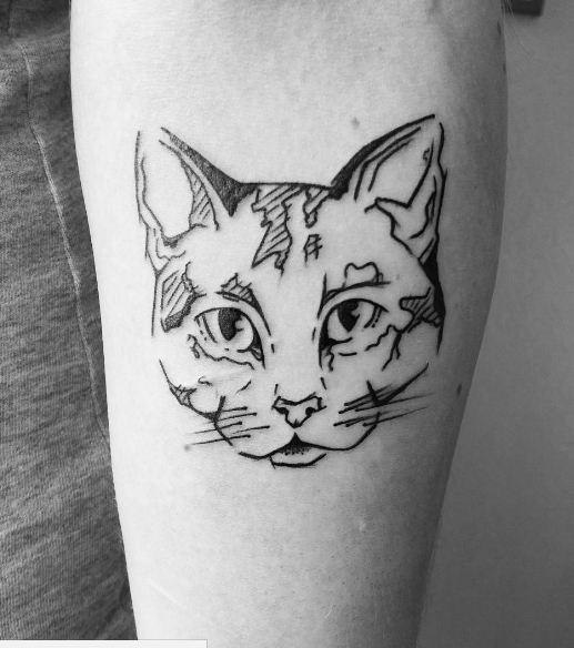 Sketch Style Cat Face Tattoos