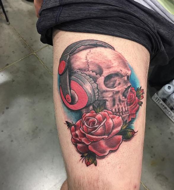 Skull And Rose Tattoos