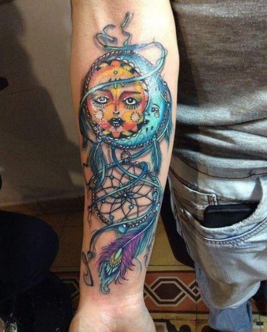 Sun And Moon Dreamcatcher Tattoo