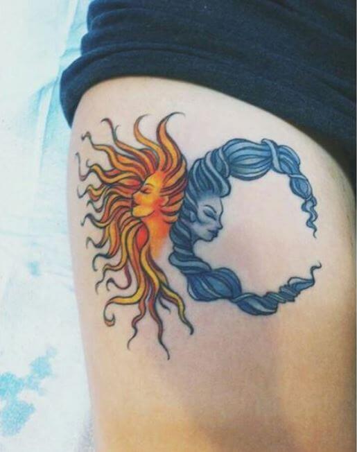 Sun And Moon Gemini Tattoo