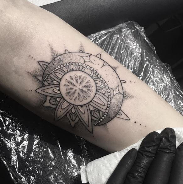 Sun And Moon Mandala Tattoo