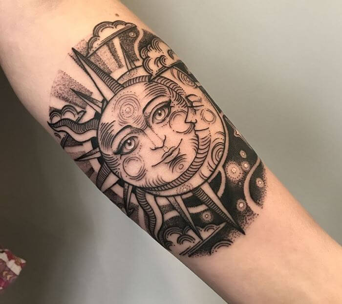 Sun And Moon Tattoo Arm