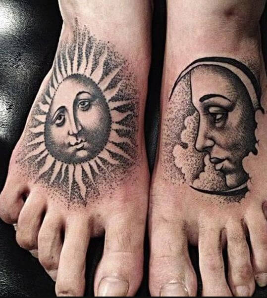 Sun And Moon Tattoo Dotwork