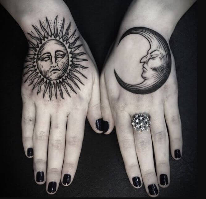 Sun And Moon Tattoo Hand