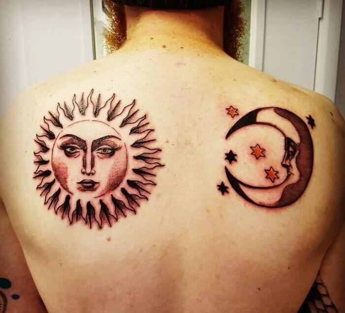 Sun And Moon Tattoos Back