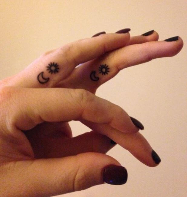 Sun And Moon Tattoos On Finger