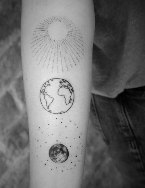Sun Moon And Earth Tattoos