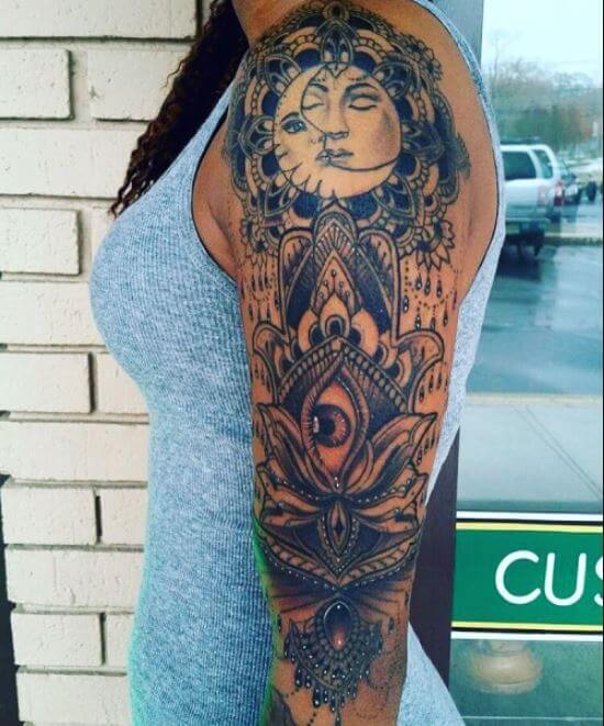 Sun Moon And Eye Tattoo